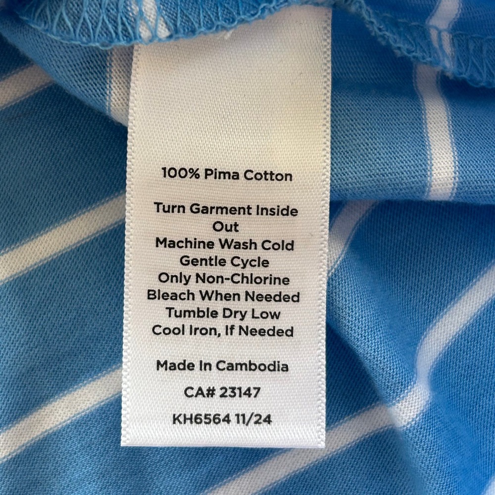 Talbots Muscle Tee (Mp) Blue White EXCELLENT Pima Cotton Striped Tank Top - Picture 7 of 8